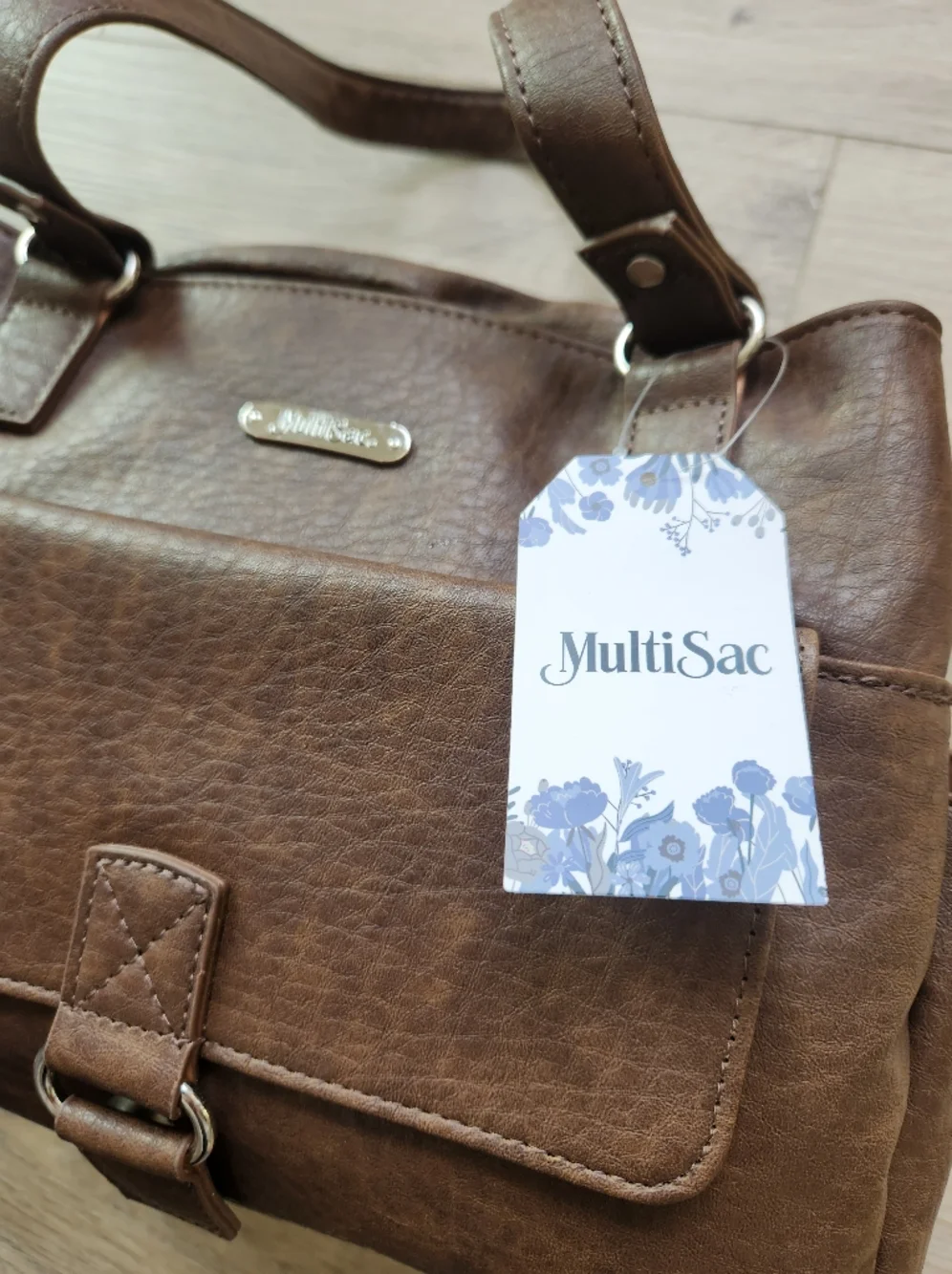 MultiSac Brown Nia Large Shopper Shoulder Purse Bag Faux Leather Nwt - Picture 12 of 15